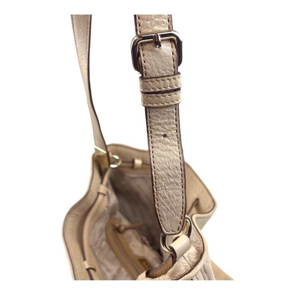 DKNY Nude Crosby Ego Leather Drawstring Large Bucket Bag Purse - Picture 9 of 10